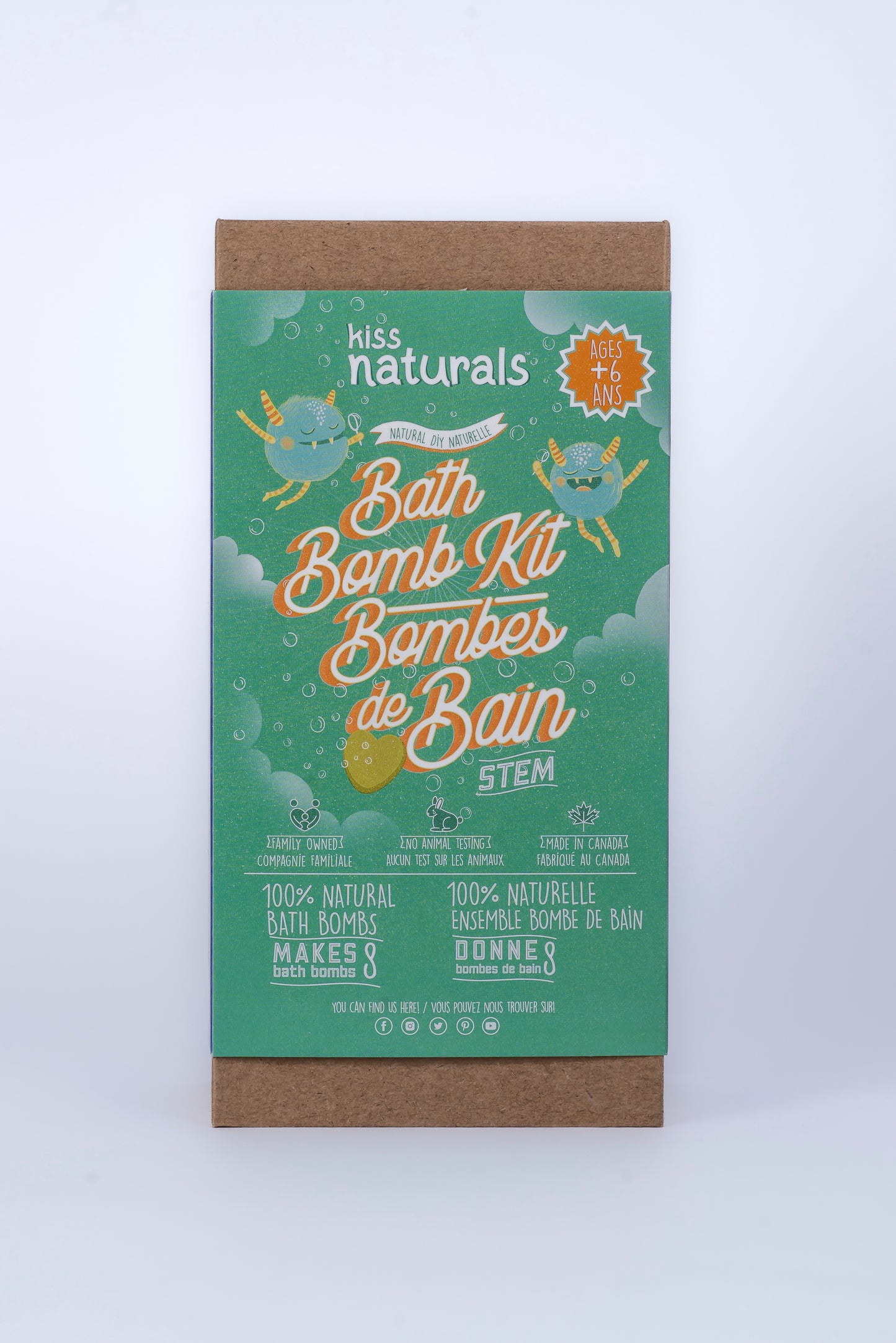 Kiss Naturals bath bomb kit packaging on a white background